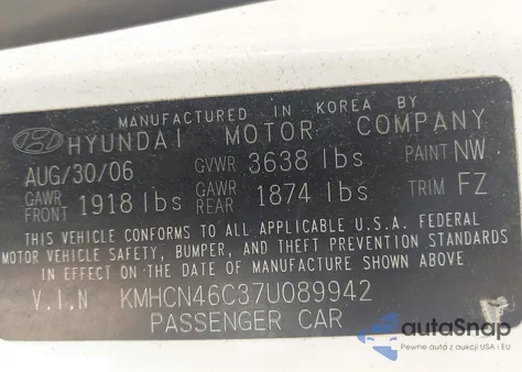 2007 Hyundai Accent Gls из США, поврежденный, VIN KMHCN46C37U089942